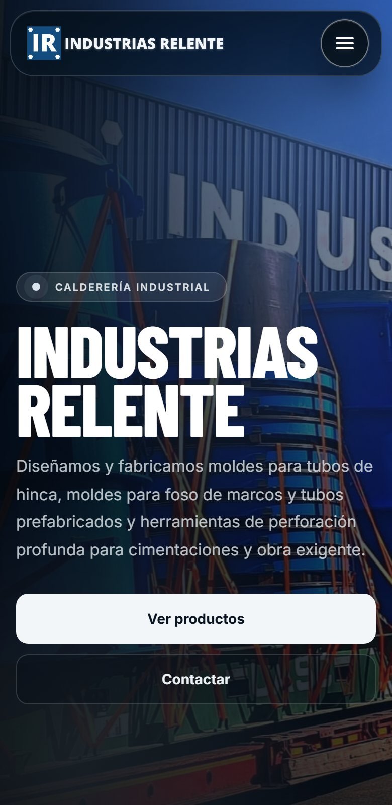 Versión móvil de industriasrelente.com, proyecto real