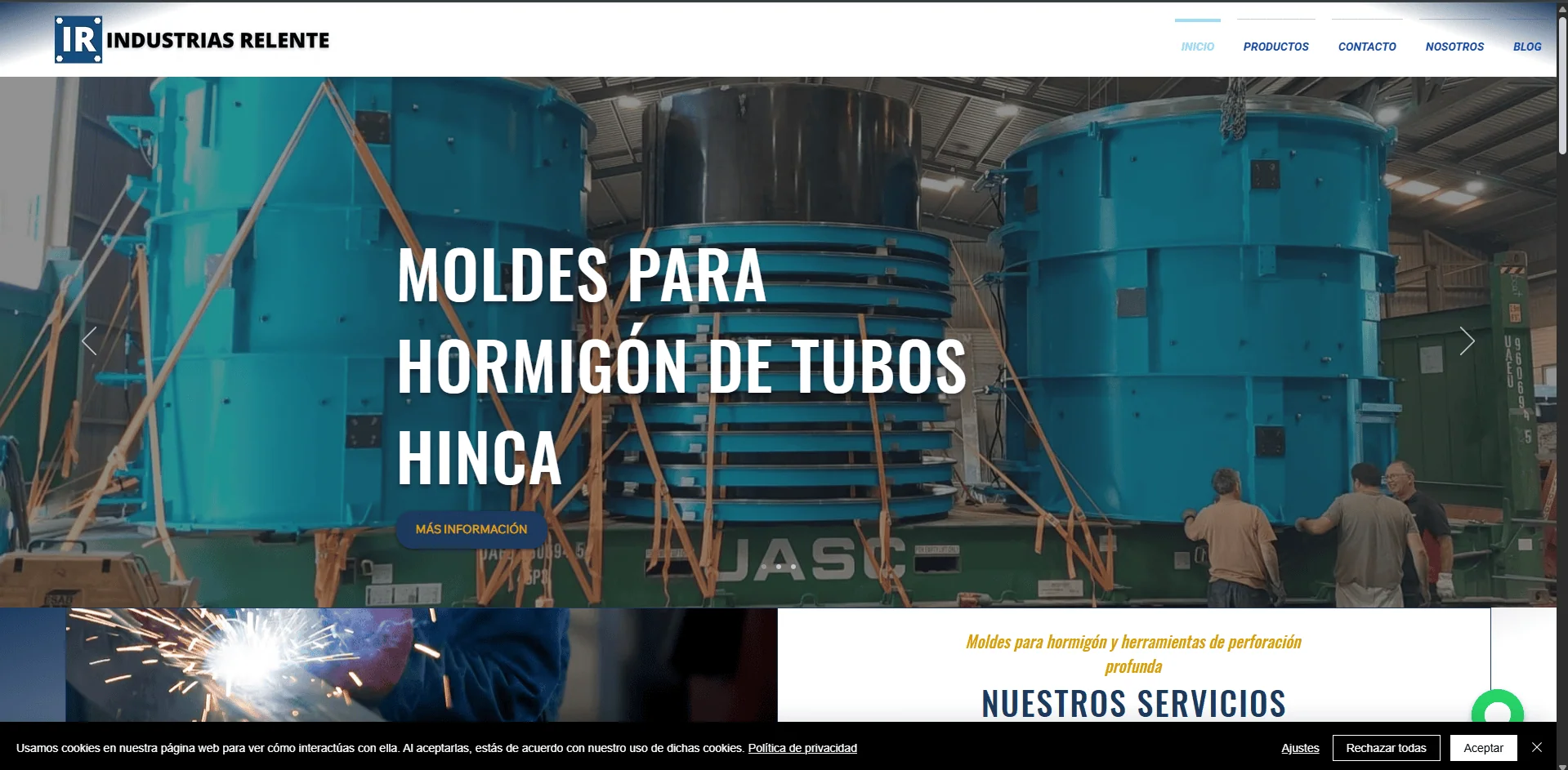 Vista de la web de Industrias Relente en múltiples dispositivos, optimizada para la captación de leads.
